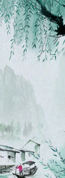 柳树水墨画图片