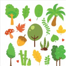17款创意绿树和叶子矢量素材图片