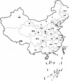 中国版图矢量图黑白线条图片