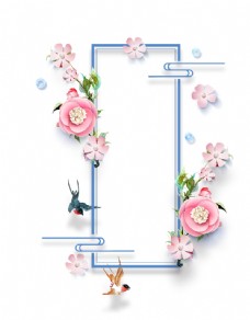 粉红美丽花朵装饰边框图片