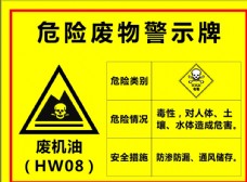 机油危险废物警示牌图片