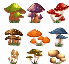 草地素材卡通蘑菇设计图片
