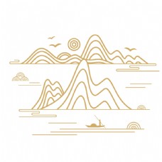 矢量中国风山纹云纹中式山水国潮图片