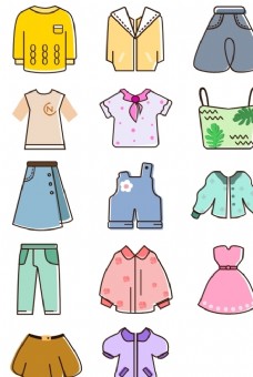 tag儿童插画时尚服装衣服图标图片