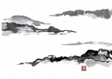 中国风设计中国风墨色手绘山峰图片