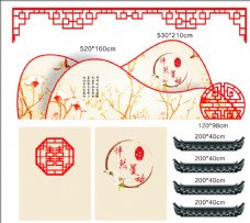 水墨中国风中式婚礼花亭古门楼设计图片