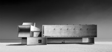 建筑素材海边黑白建筑背景海报素材图片