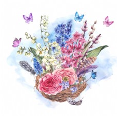 图片素材手绘水彩花朵花束png素材图片