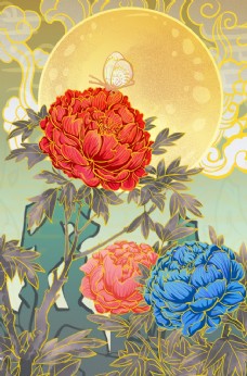 菊花花朵复古背景海报素材图片