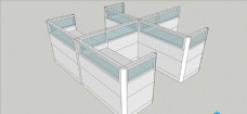 草图大师模型SU办公桌隔断模型图片