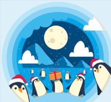 冰川圣诞企鹅群图片