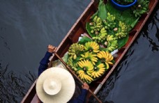 河流船只香蕉背景海报素材图片