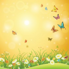 树木蝴蝶背景图片