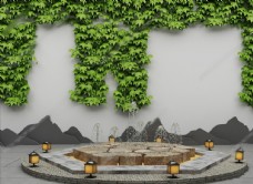 喷泉设计新中式庭院喷泉3D模型图片