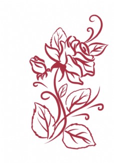 七夕情人节玫瑰花手绘线稿图片