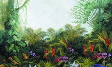 花饰植物世界花草树木装饰背景壁画图片