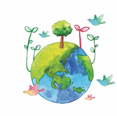 地球日手绘卡通地球png素材图片