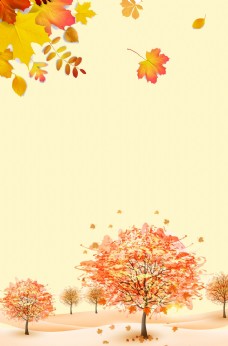 树木手绘秋天背景图片
