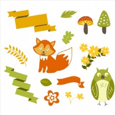 树木森林动物元素图片