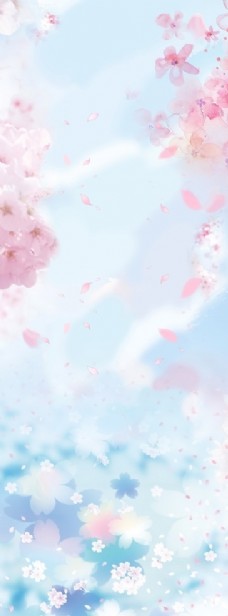 樱花蓝天白云背景图图片