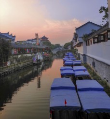 三河古镇河岸风景图片