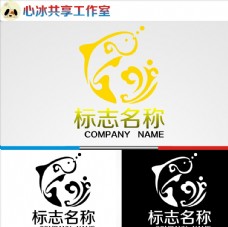 变形字母鱼logo图片