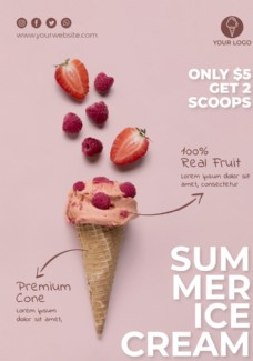 草莓冰淇淋海报图片