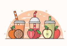 橙汁海报卡通饮料果汁图片