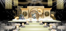 星空舞台背景中式婚礼舞台效果图图片