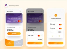 xd银行卡管理橙色UI设计首页图片
