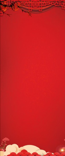 中秋红色展架背景素材图片