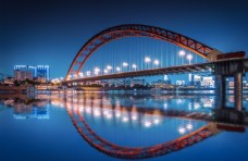 城市夜景桥梁背景海报素材图片