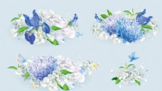 牡丹手绘蓝色花图片