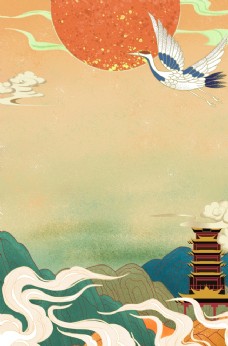 年货节海报双11国潮风手绘背景海报图片