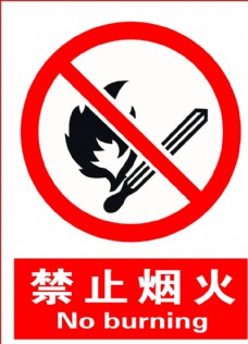 vi设计禁止烟火英文公共安全标识图片