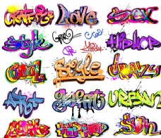 英文艺术字嘻哈街头涂鸦喷漆字体矢量图片