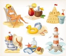 鸡尾酒暑假沙滩元素设计图片