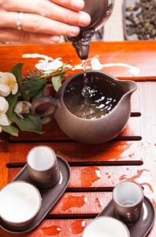 泡茶茶水茶具复古背景海报素材图片