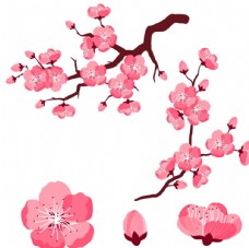 红色花朵桃花图片