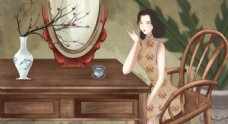 中华文化旗袍图片