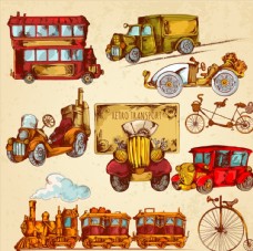 彩绘复古交通工具图片