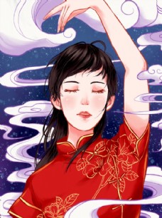 中华文化旗袍海报图片