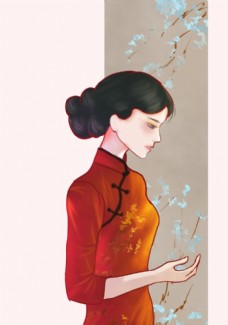 中华文化旗袍女子图片