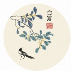 中国风设计花鸟水墨矢量白露图片