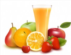 果汁水果和橙汁矢量图片