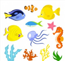 其他生物卡通海洋生物矢量图片