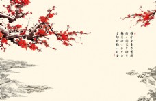 小清新梅花背景墙图片