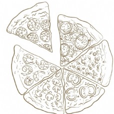 其他生物手绘披萨矢量图图片