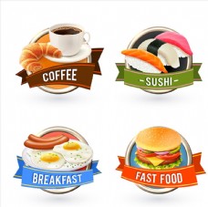 咖啡快餐美食标签图片