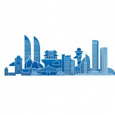 矢量素材矢量线性厦门城市地标建筑素材图片